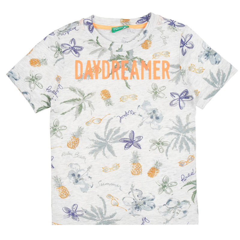 Памучна тениска с флорален принт Day Dreamer,сива  312936