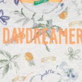 Памучна тениска с флорален принт Day Dreamer,сива Benetton 312937 2