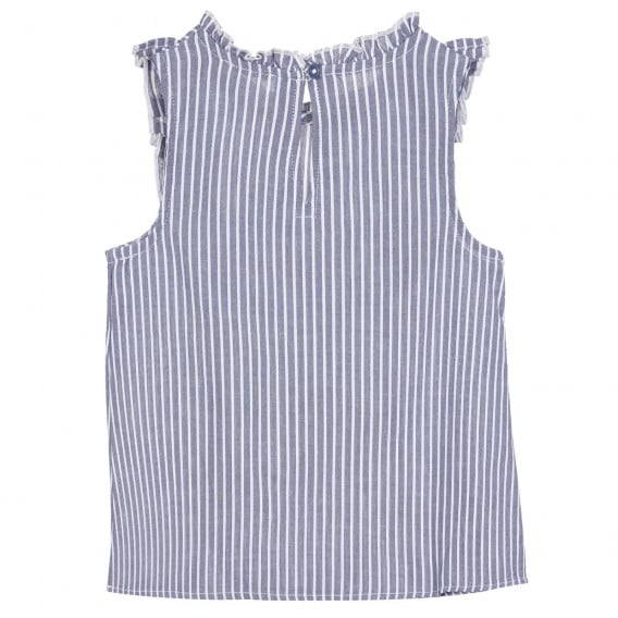 Памучна блуза без ръкави с къдрички, сива Benetton 312999 4