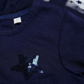 Рокля със 7/8 ръкав и звезда от пайети за момиче тъмно синя EMOI 31359 3