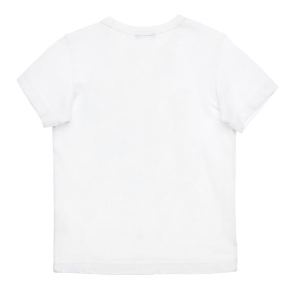 Памучна тениска с щампа на акула за бебе, бяла Benetton 313854 8