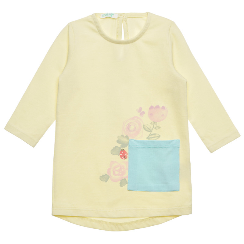 Блуза за бебе с дълъг ръкав и малък джоб, жълта  313881