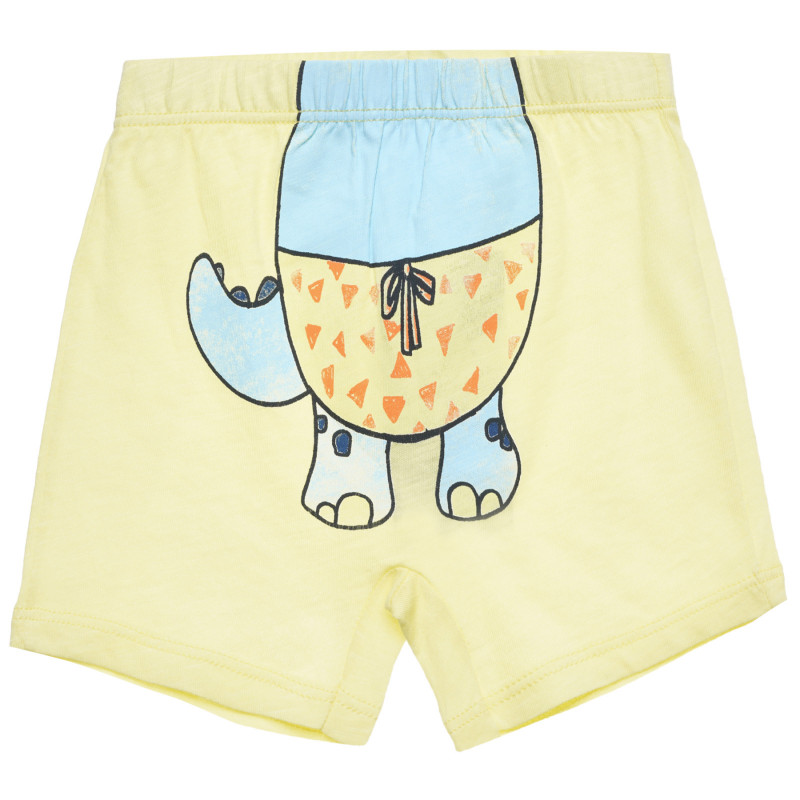 Памучен къс панталон за бебе с щампа на динозавърче, жълт  313973