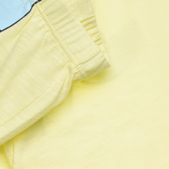 Памучен къс панталон за бебе с щампа на динозавърче, жълт Benetton 313975 2