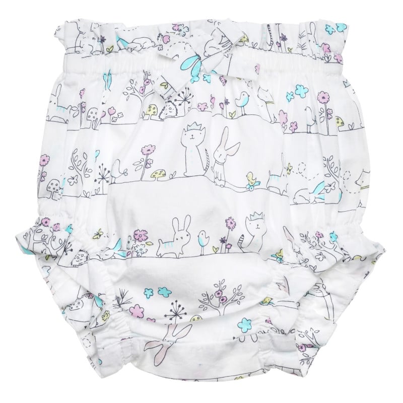 Памучни гащички за бебе с графичен принт и панделка, бели  314010