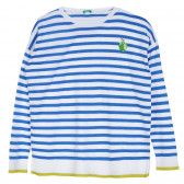 Раиран памучен пуловер с пайети, син Benetton 314325 