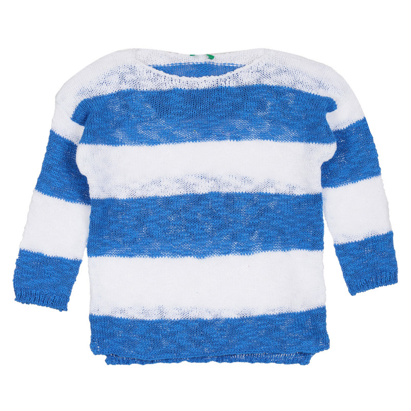 Раиран пуловер от фино плетиво, светлосин  314472