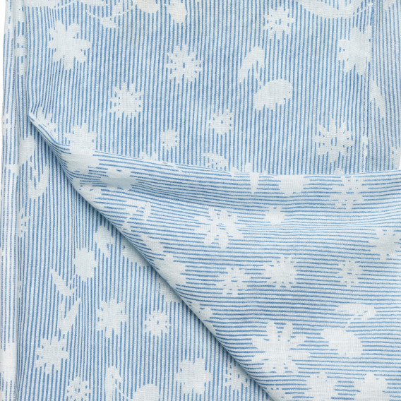 Раиран памучен шал с флорален принт, син Benetton 314625 3