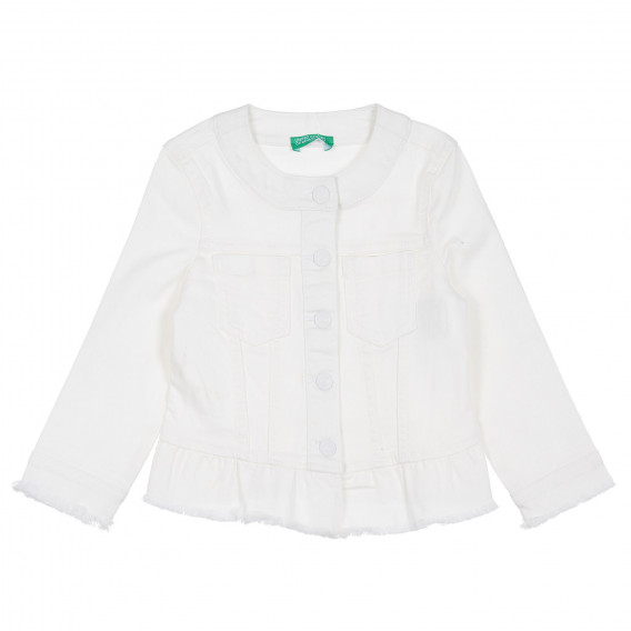 Дънково сако за бебе с къдрички, бяло Benetton 314794 