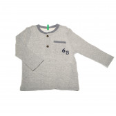 Памучна блуза с дълъг ръкав и малко джобче за момче сива Benetton 31498 