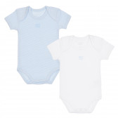 Памучен комплект от два броя бодита с къс ръкав за бебе, бяло и синьо Chicco 315115 