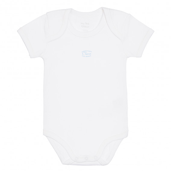 Памучен комплект от два броя бодита с къс ръкав за бебе, бяло и синьо Chicco 315116 2