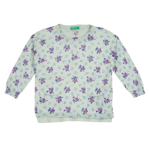 Памучна блуза с флорален принт за бебе, бяла Benetton 315350 4