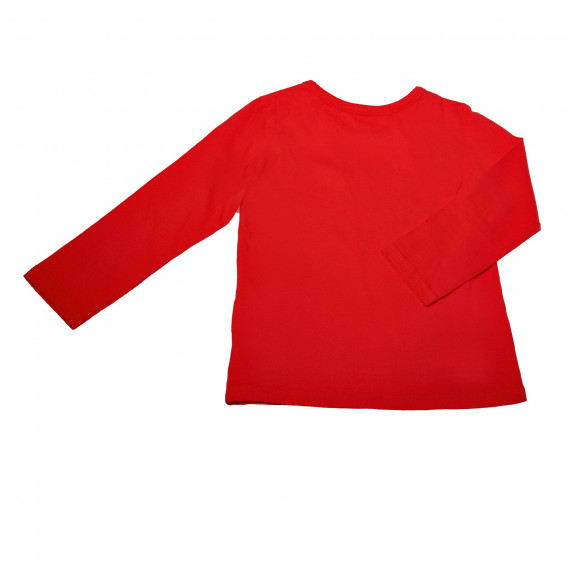 Памучна блуза с дълъг ръкав и сребриста щампа за бебе за момиче червена Benetton 31575 2