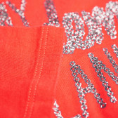 Памучна блуза с дълъг ръкав и сребриста щампа за бебе за момиче червена Benetton 31576 3