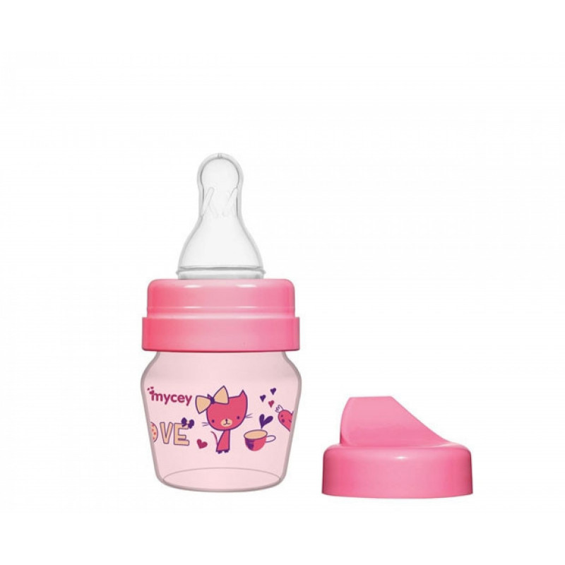 Полипропиленово шише за хранене, с биберон поток новородени, 0+ месеца, 30 мл, цвят: розов  315946