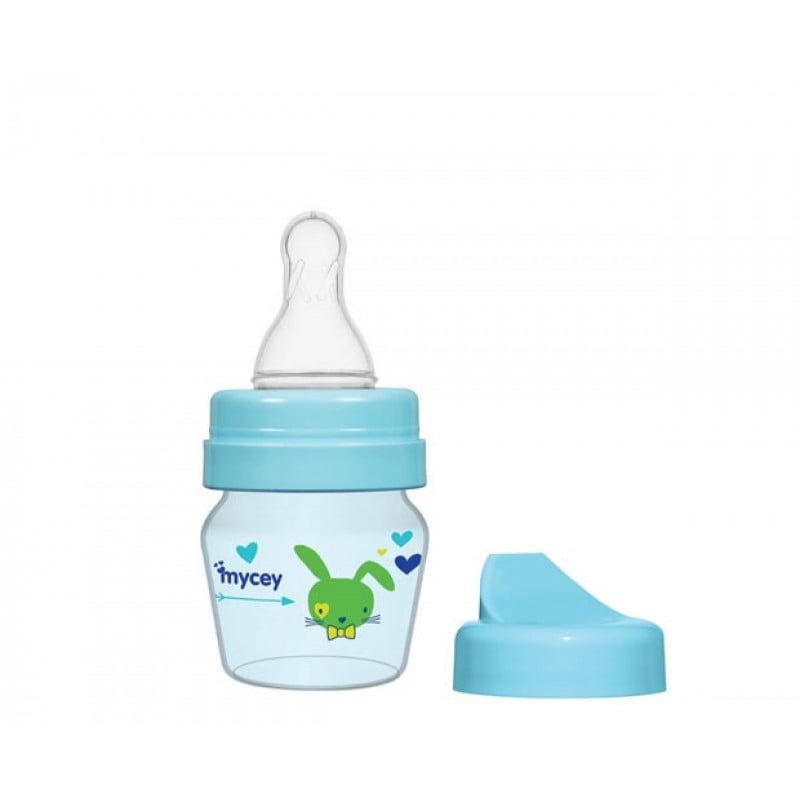 Полипропиленово шише за хранене, с биберон поток новородени, 0+ месеца, 30 мл, цвят: син  315947