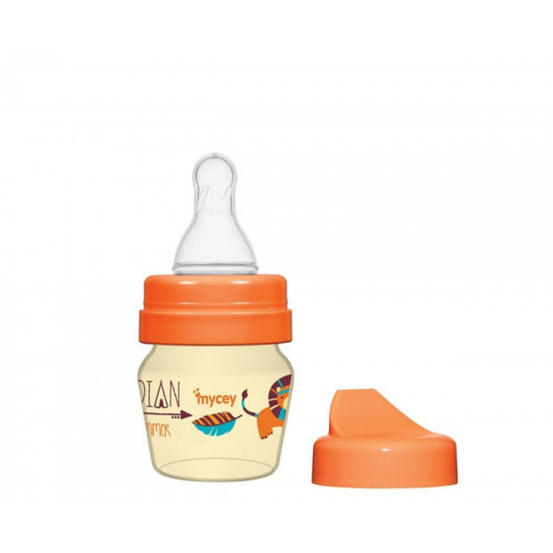 Полипропиленово шише за хранене, с биберон поток новородени, 0+ месеца, 30 мл, цвят: оранжев  315948