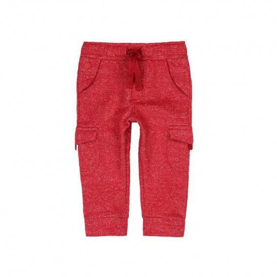 Памучен панталон с връзки за момче, червен Boboli 316 