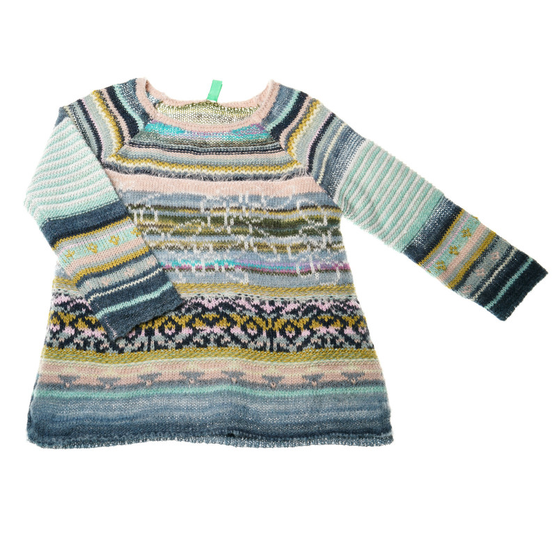 Пуловер с цветна фигурална плетка за момиче  31603