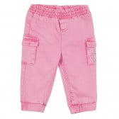 Дънков карго панталон с блестящи акценти за бебе, розов Guess 316269 
