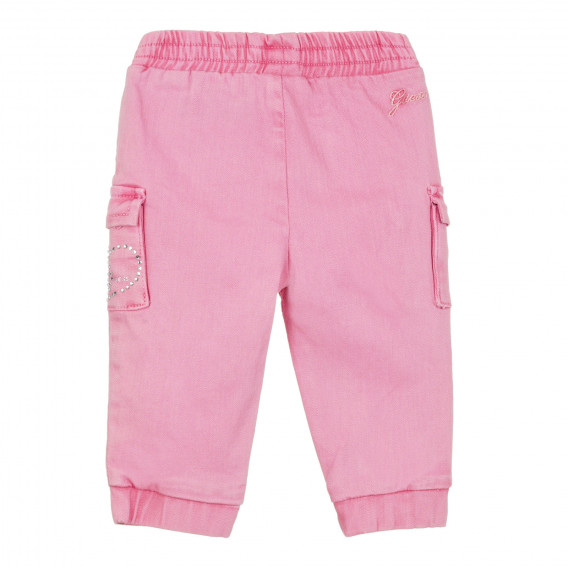 Дънков карго панталон с блестящи акценти за бебе, розов Guess 316272 4