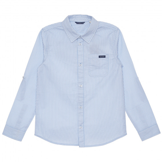 Риза с дълъг ръкав в бяло и синьо райе Guess 316597 