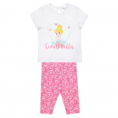 Комплект от тениска и клин с щампа на Пепеляшка за бебе, многоцветен ZY 317425 2