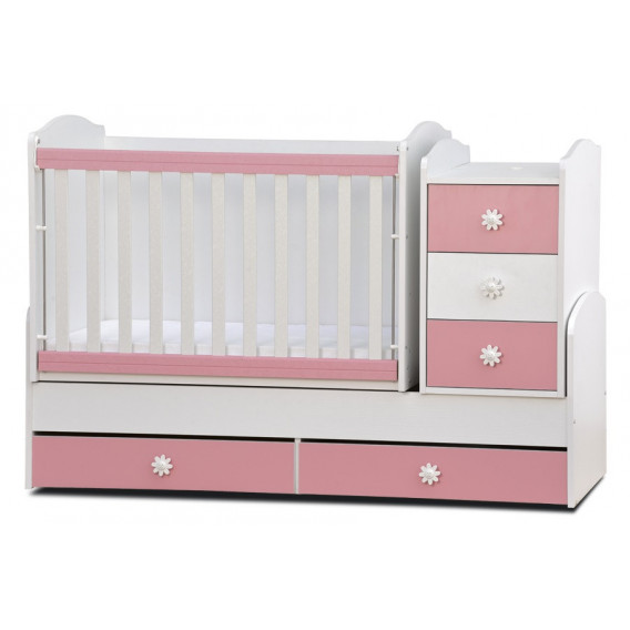 Бебешко креватче, Ниа - трансформиращо, розово, 65х160 см. Dizain Baby 31771 