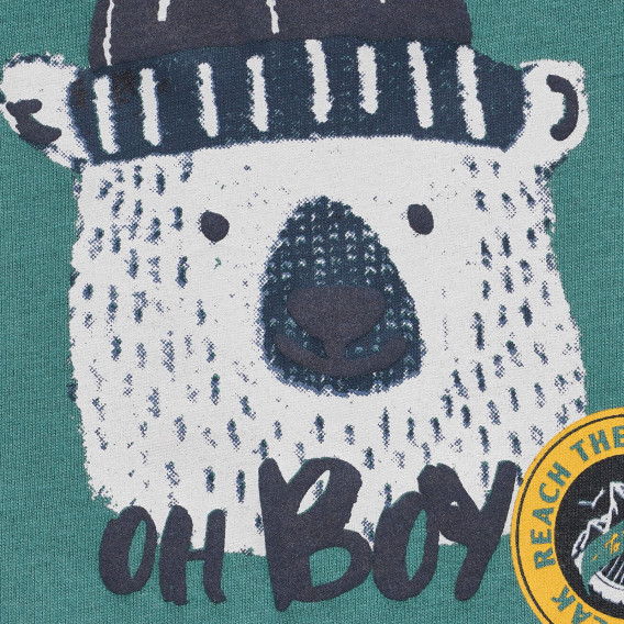 Блуза с щампа на мечка за бебе, зелена ZY 317813 2