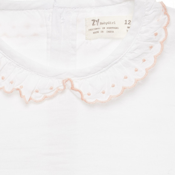 Памучна риза с бродерия за бебе, бяла ZY 317829 2