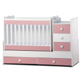 Бебешко креватче, Лейди - трансформиращо, розово, 65х160 см. Dizain Baby 31783 