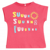 Памучна тениска Sun за бебе, розова ZY 318090 
