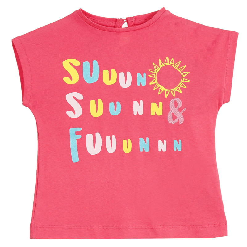 Памучна тениска Sun за бебе, розова  318090
