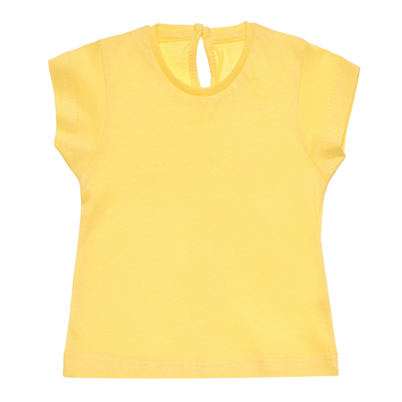 Памучна тениска с изчистен десен за бебе, жълта  318273