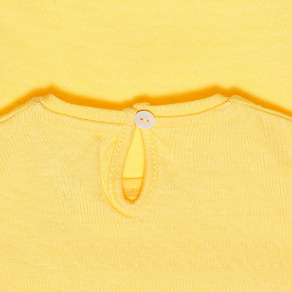 Памучна тениска с изчистен десен за бебе, жълта ZY 318274 2