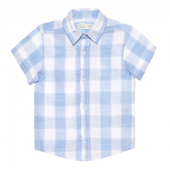 Риза с къс ръкав в бяло и синьо райе ZY 318289 