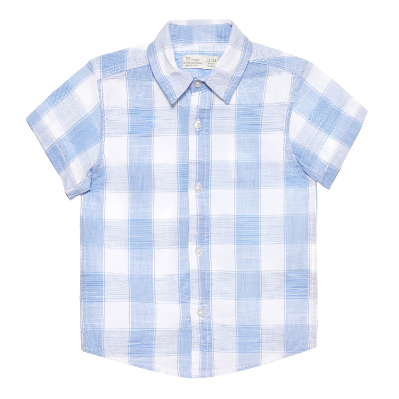 Риза с къс ръкав в бяло и синьо райе  318289
