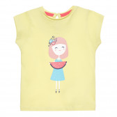 Памучна тениска с щампа на момиче за бебе, жълта ZY 318407 