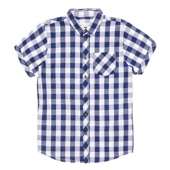 Риза с къс ръкав в бяло и синьо райе ZY 318519 