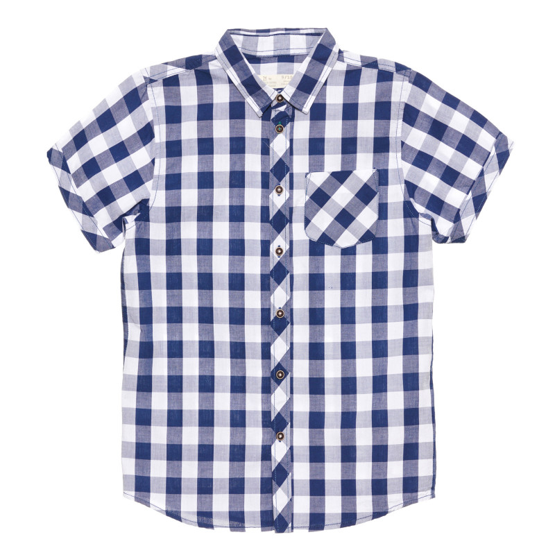 Риза с къс ръкав в бяло и синьо райе  318519