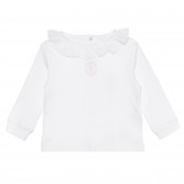 Памучен комплект от блуза с яка и ританки за бебе, бял ZY 318544 2