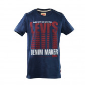 Памучна тениска с стилна щампа-надпис за момче LEVIS 31860 
