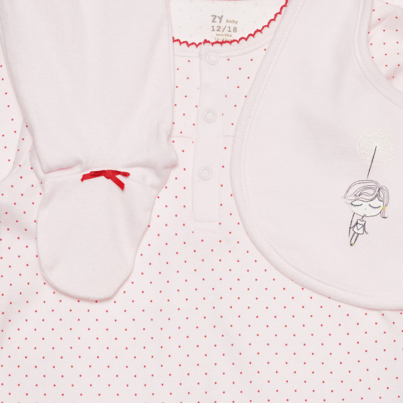 Памучен комплект от три части с фигурален принт за бебе, бял ZY 318620 3