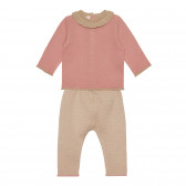 Комплект от блуза и панталон в розово и кафяво за бебе момиче ZY 318877 