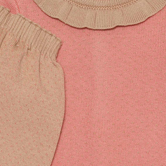 Комплект от блуза и панталон в розово и кафяво за бебе момиче ZY 318879 3