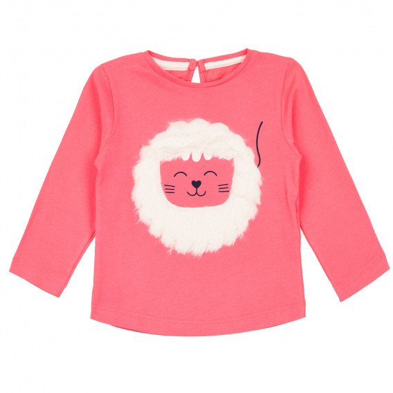 Блуза с дълъг ръкав и апликация на лъвче за бебе, розова ZY 319621 