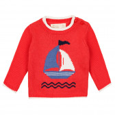 Пуловер с морски принт за бебе, червен ZY 319661 