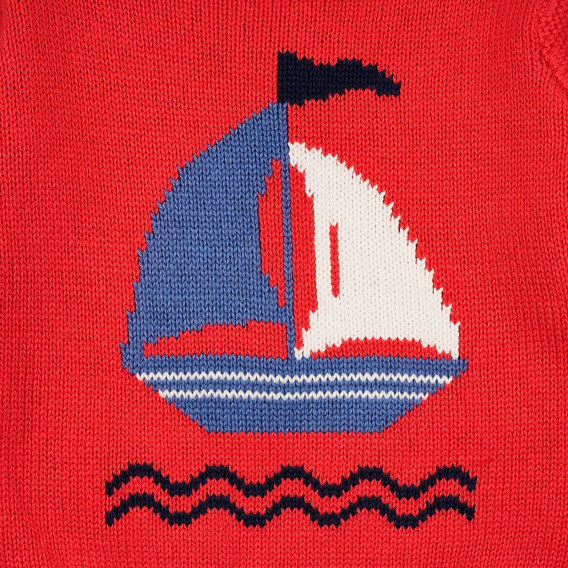 Пуловер с морски принт за бебе, червен ZY 319662 2