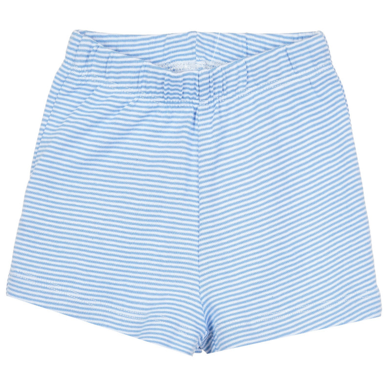 Памучни къс панталонки за бебе в бяло и синьо райе  319731